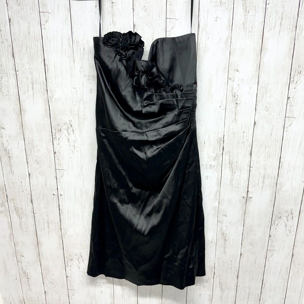White House Black Market Dress Women Sz 10 Strapless Mini Ruffled Evening‎ Dress